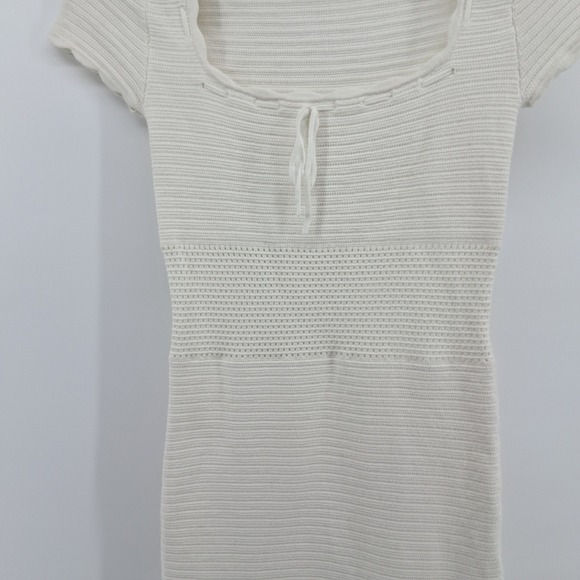 Wilfred XS White Knit Sweater Dress Scallop Trim Y2K‎ Cottagecore Soft Aritzia - Picture 3 of 12